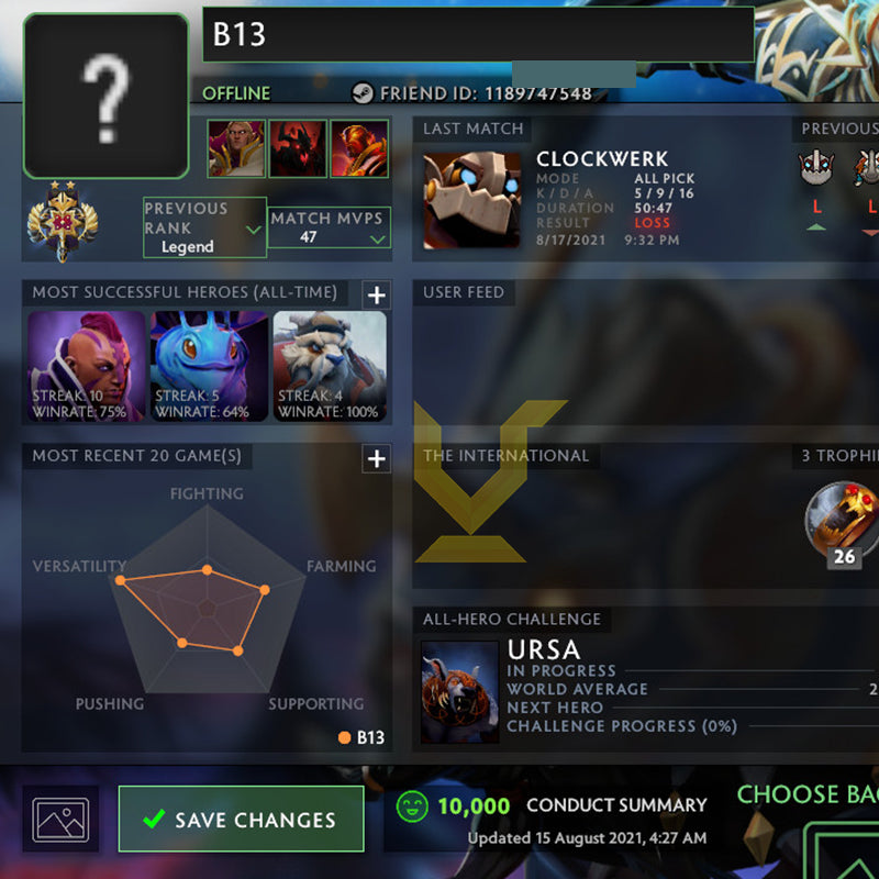 Légende II | MMR : 3220 - Comportement : 10000