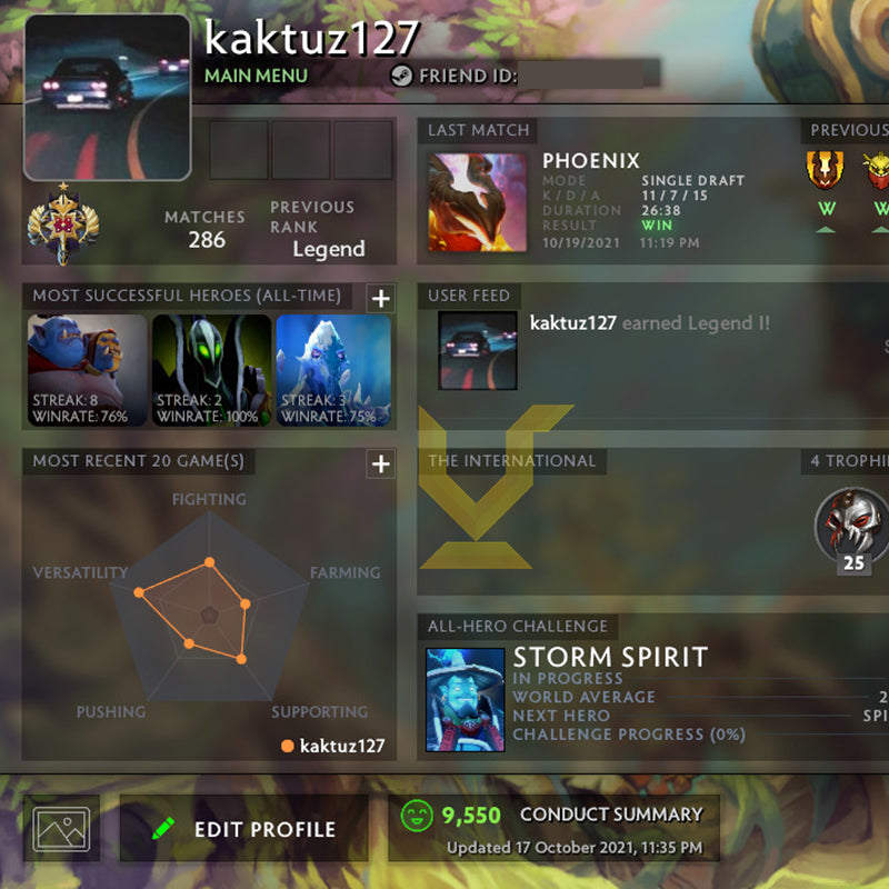 Légende I | MMR : 3110 - Comportement : 9550