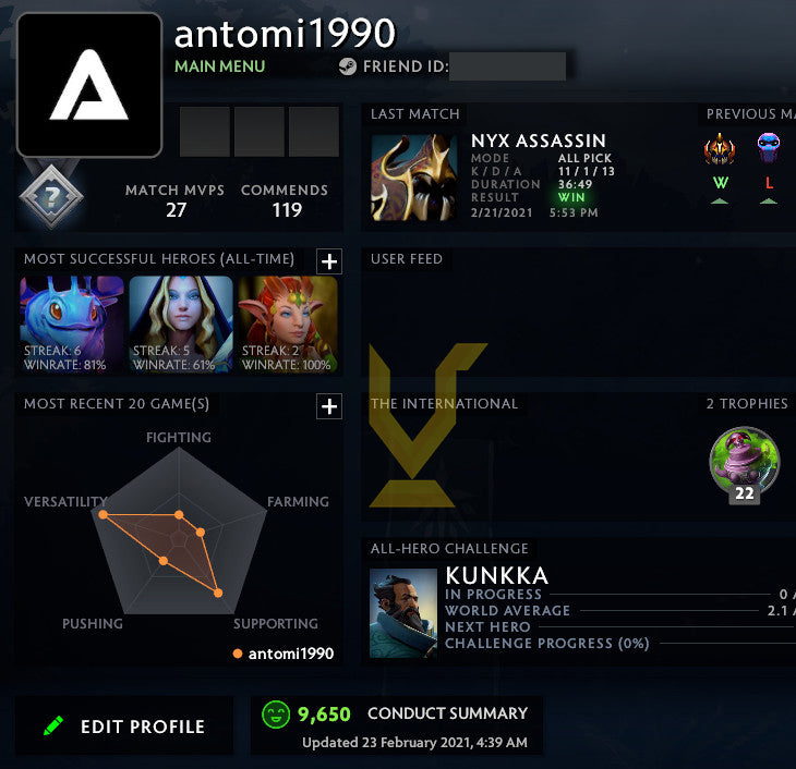 Not Calibrated | MMR : TBD - Behavior : 9850