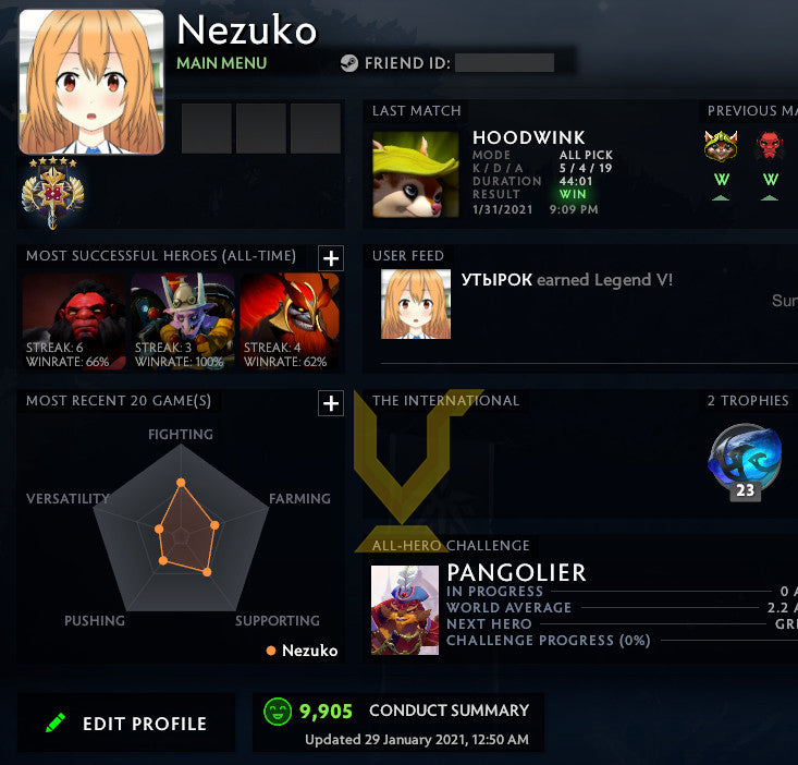 Légende V | MMR : 3800 - Comportement : 9905