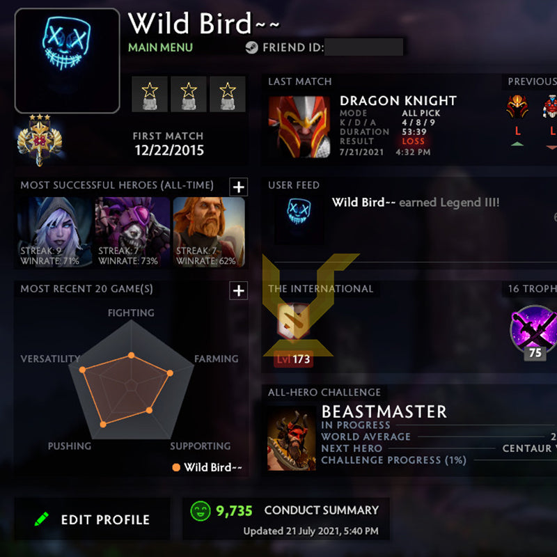 Légende III | MMR : 3400 - Comportement : 9735