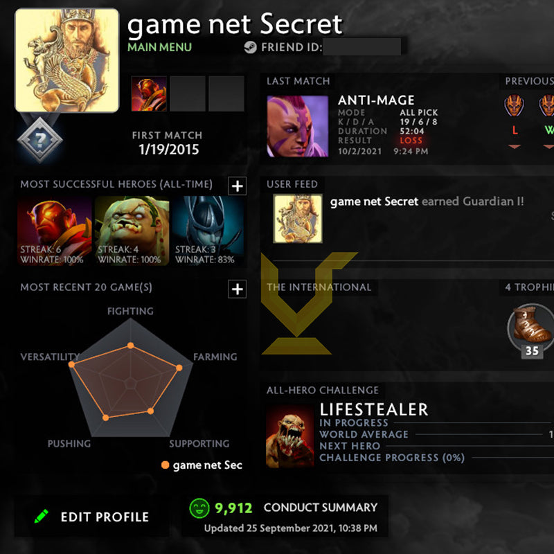 Not Calibrated | MMR: TBD - Behavior: 9912