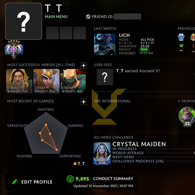 Ancient V | MMR: 4520 - Behavior: 9895