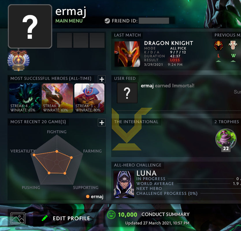 Immortel | MMR : 5820 - Comportement : 10000