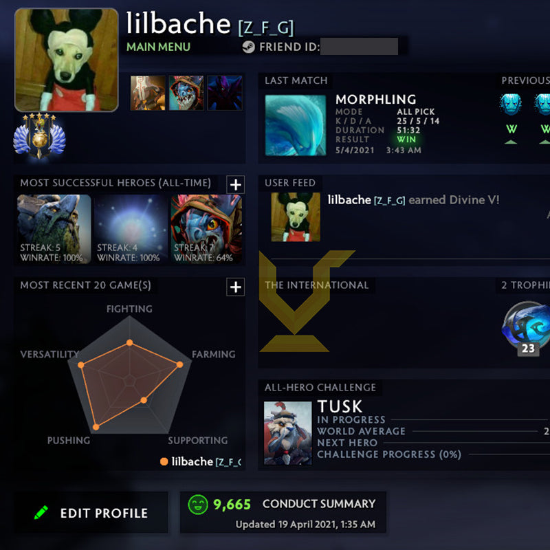 Divine V | MMR: 5500 - Behavior: 9665