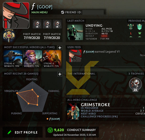 Légende V | MMR : 3650 - Comportement : 9620