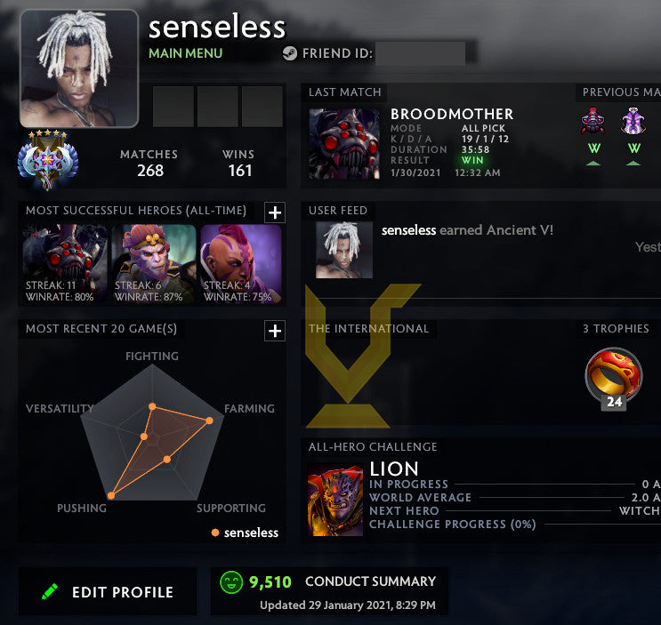 Ancient V | MMR : 4500 - Behavior : 9510