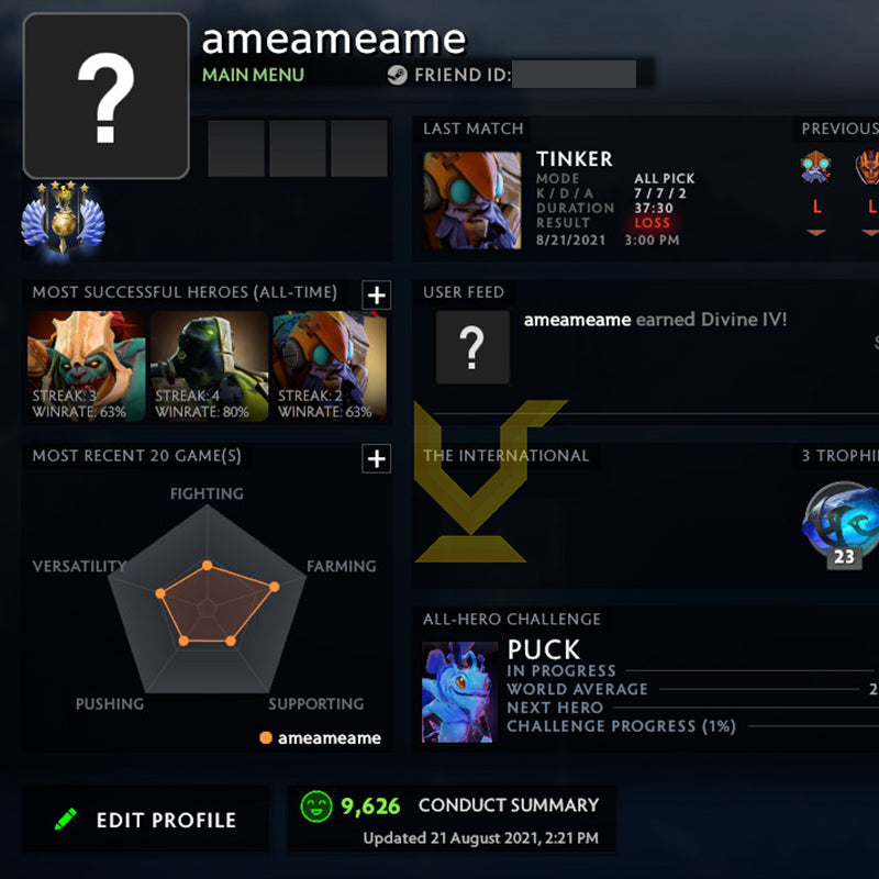 Divine IV | MMR: 5180 - Behavior: 9626