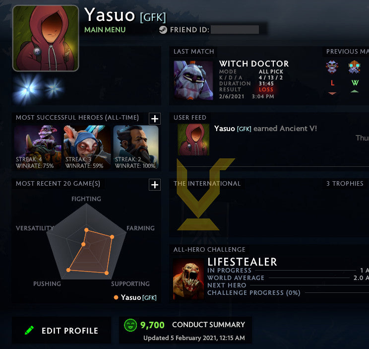 Ancient V | MMR: 4520 - Behavior: 9700