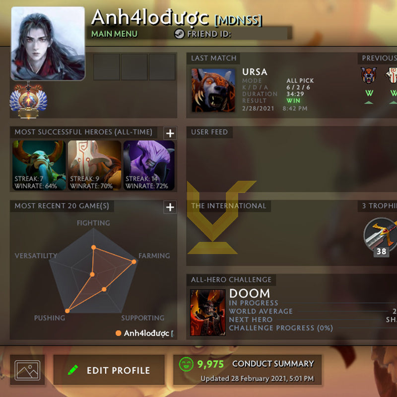 Immortel | MMR : 6200 - Comportement : 9975