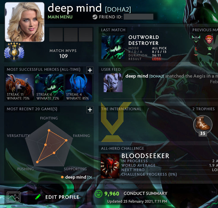 Divin V | MMR : 5400 - Comportement : 9960