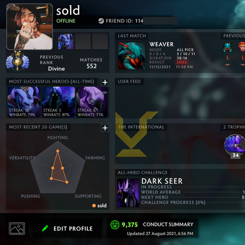 Divine II | MMR: 4730 - Behavior: 9375