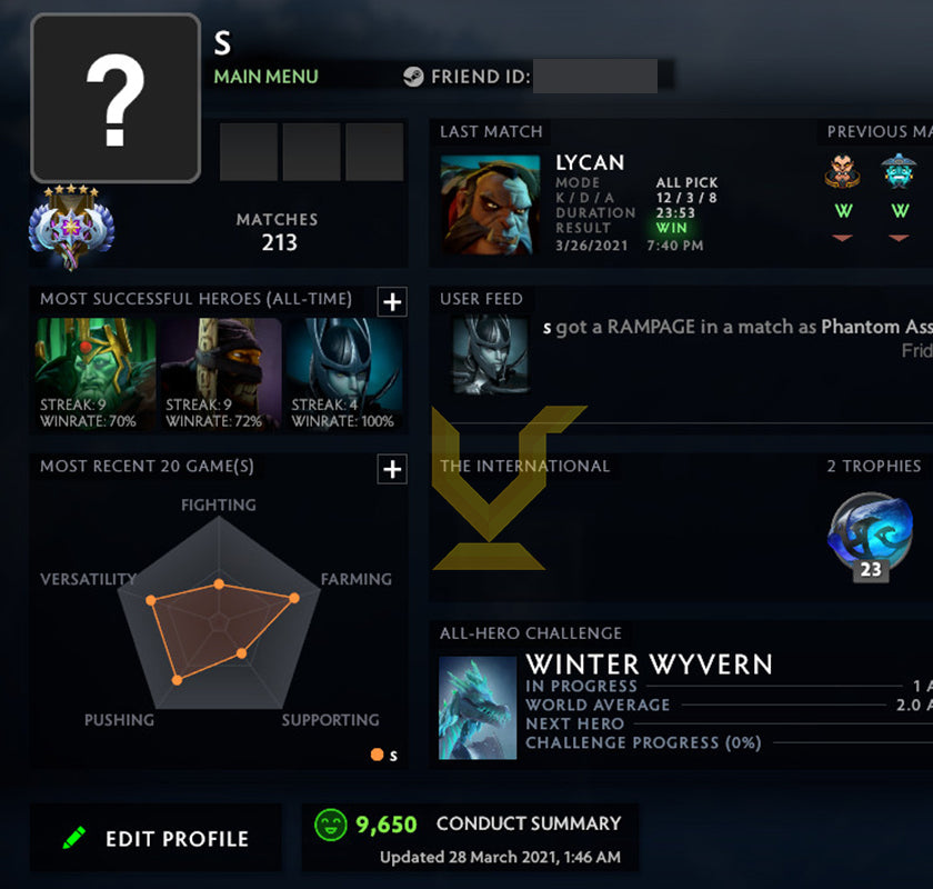 Ancient V | MMR: 4520 - Behavior: 9650