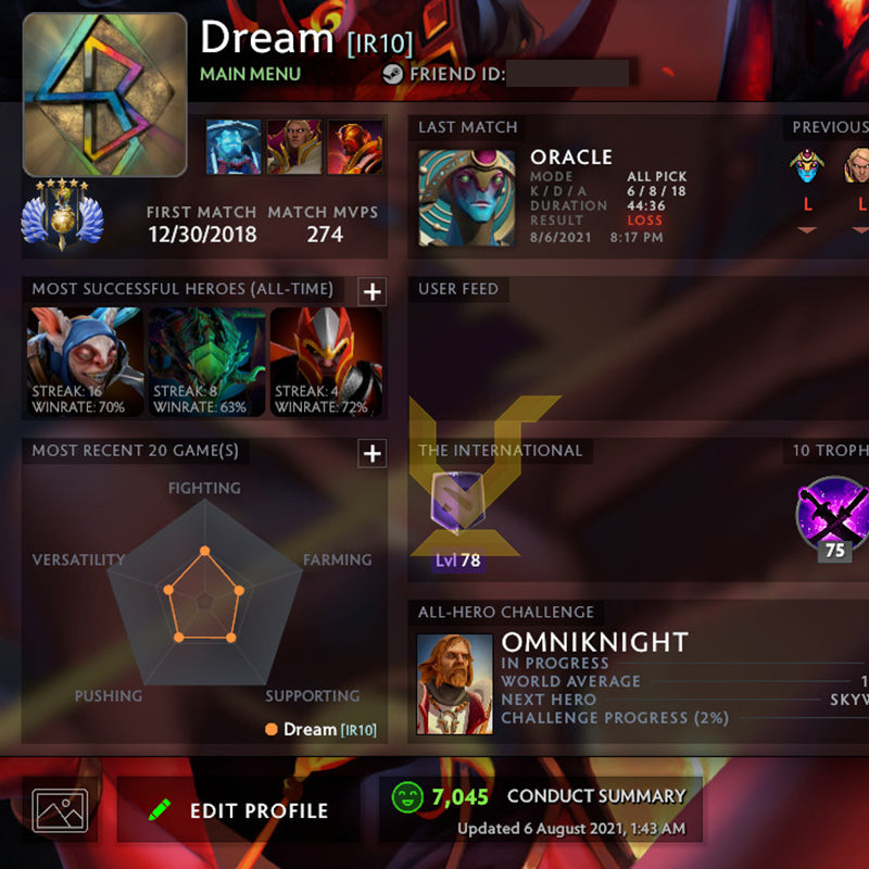 Divine V | MMR: 5430 - Behavior: 7045