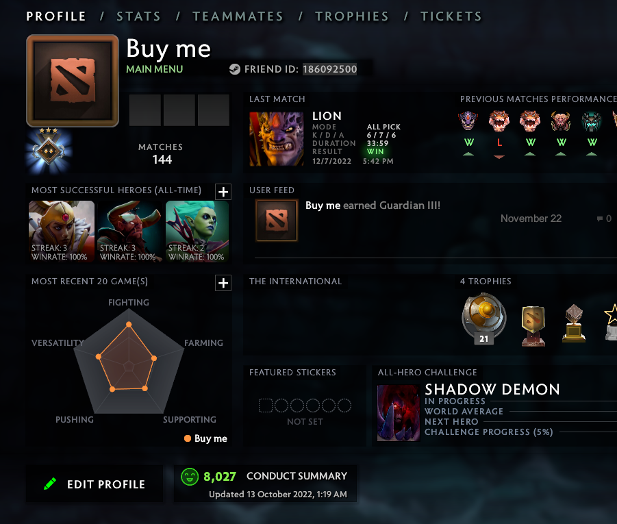 Gardien III | MMR : 1090 - Comportement : 8027