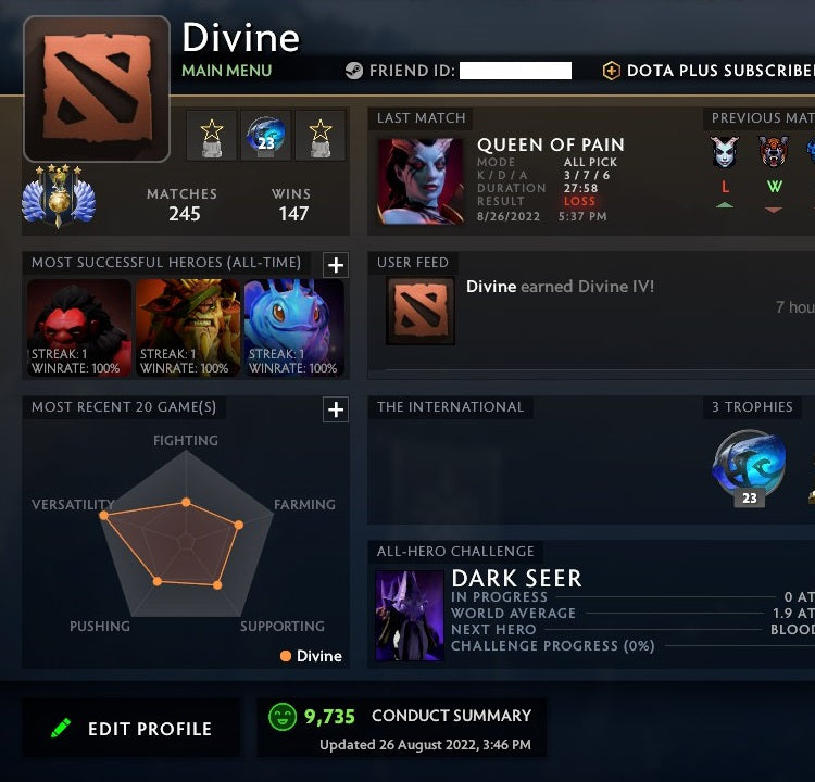 Divine IV | MMR: 5230 - Behavior: 9735