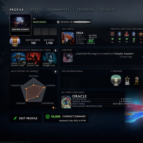 Immortal | MMR: 5980 - Behavior: 10000