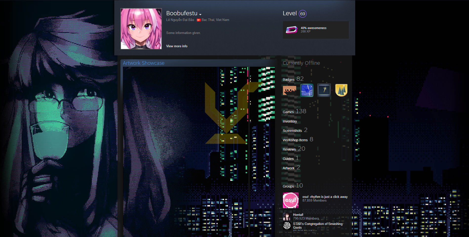 Steam Level 69 | Years of Service: 7 | Games: 138 - DLCs: 67