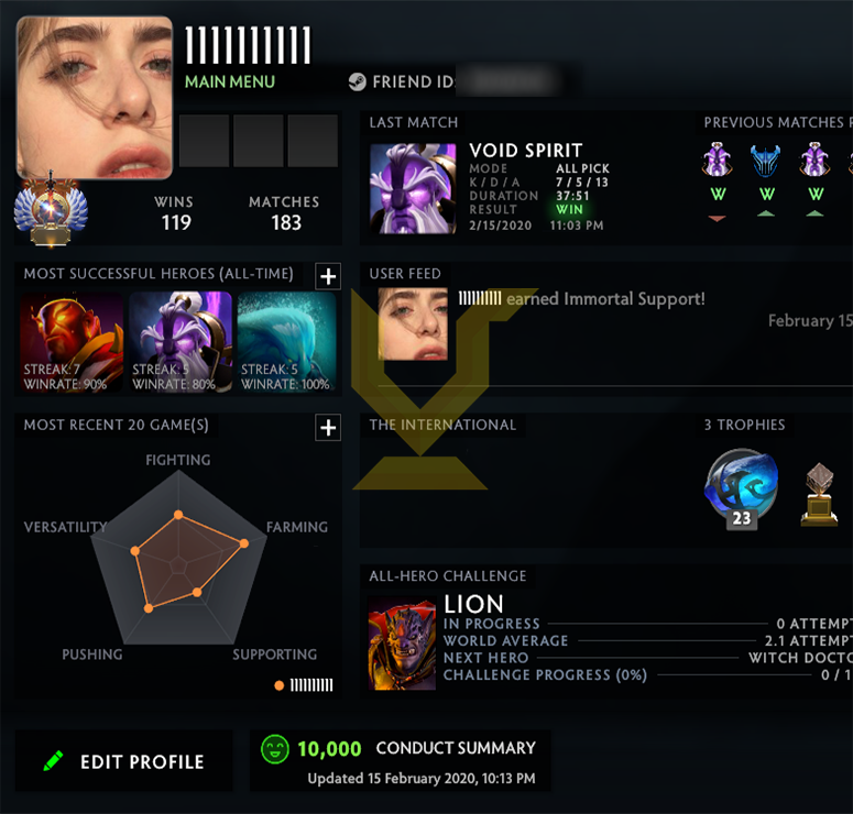 Immortel | MMR : 6000 / Comportement : 10000