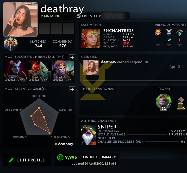 Légende III | MMR : 3390 - Comportement : 9995