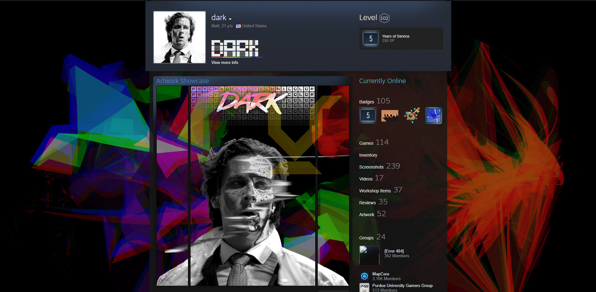 Niveau 105 | Années de service : 5 | Jeux : 114 - DLC : 67