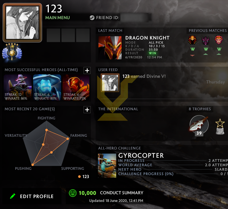 Divin V | MMR : 5620 - Comportement : 10000