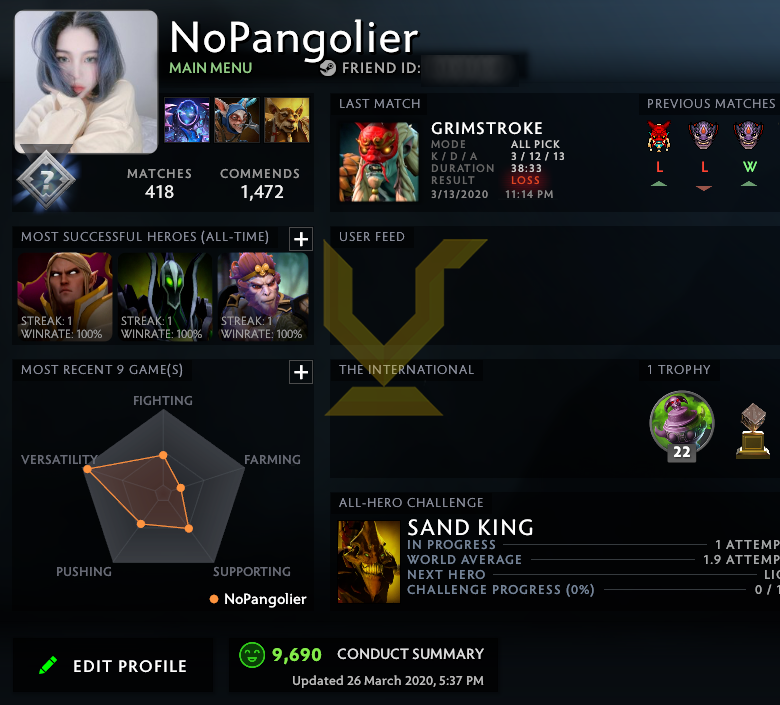 Uncalibrated | MMR: TBD - Behavior: 9690