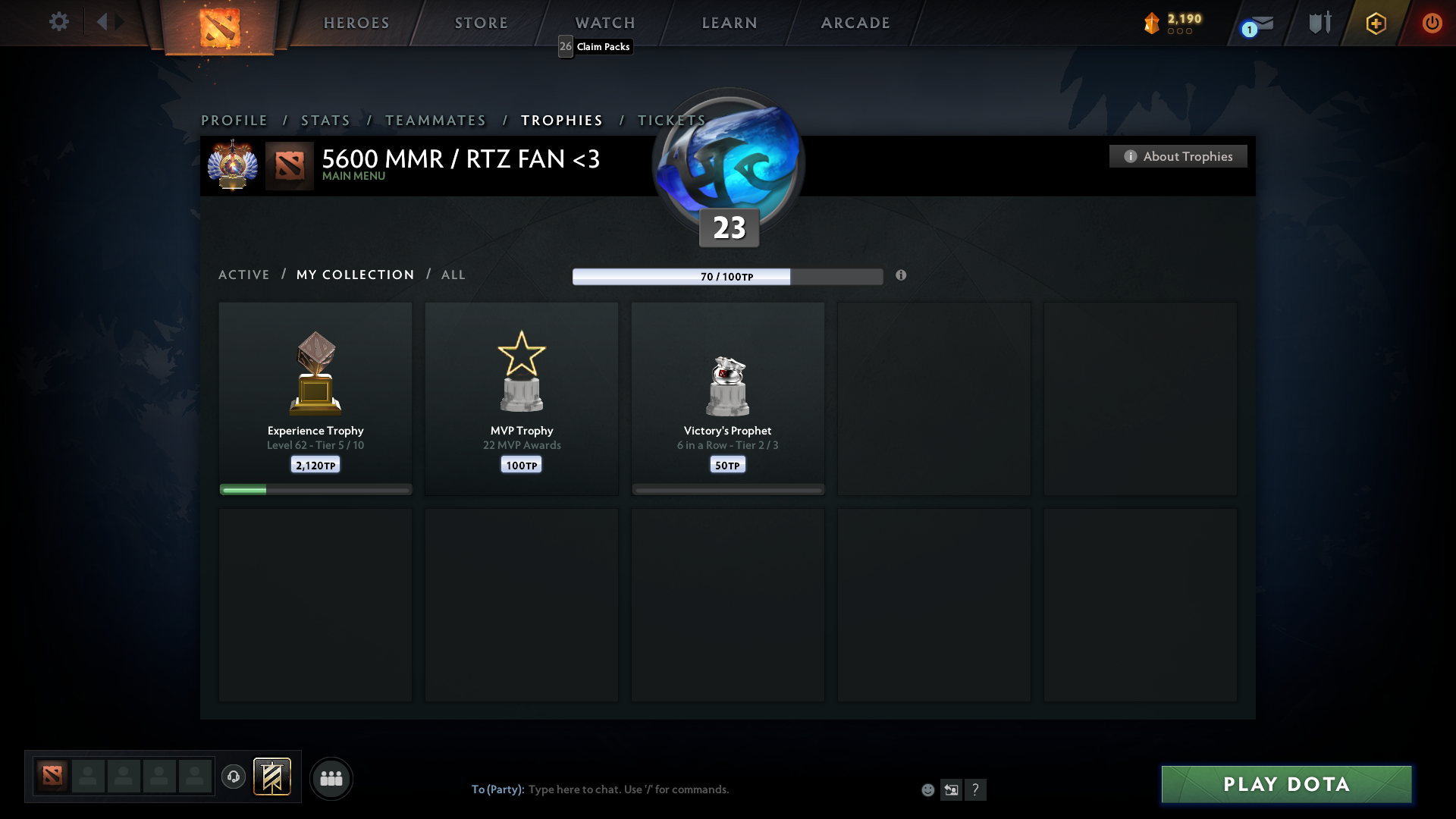 Immortal | MMR: 5610 - Behavior: 9660