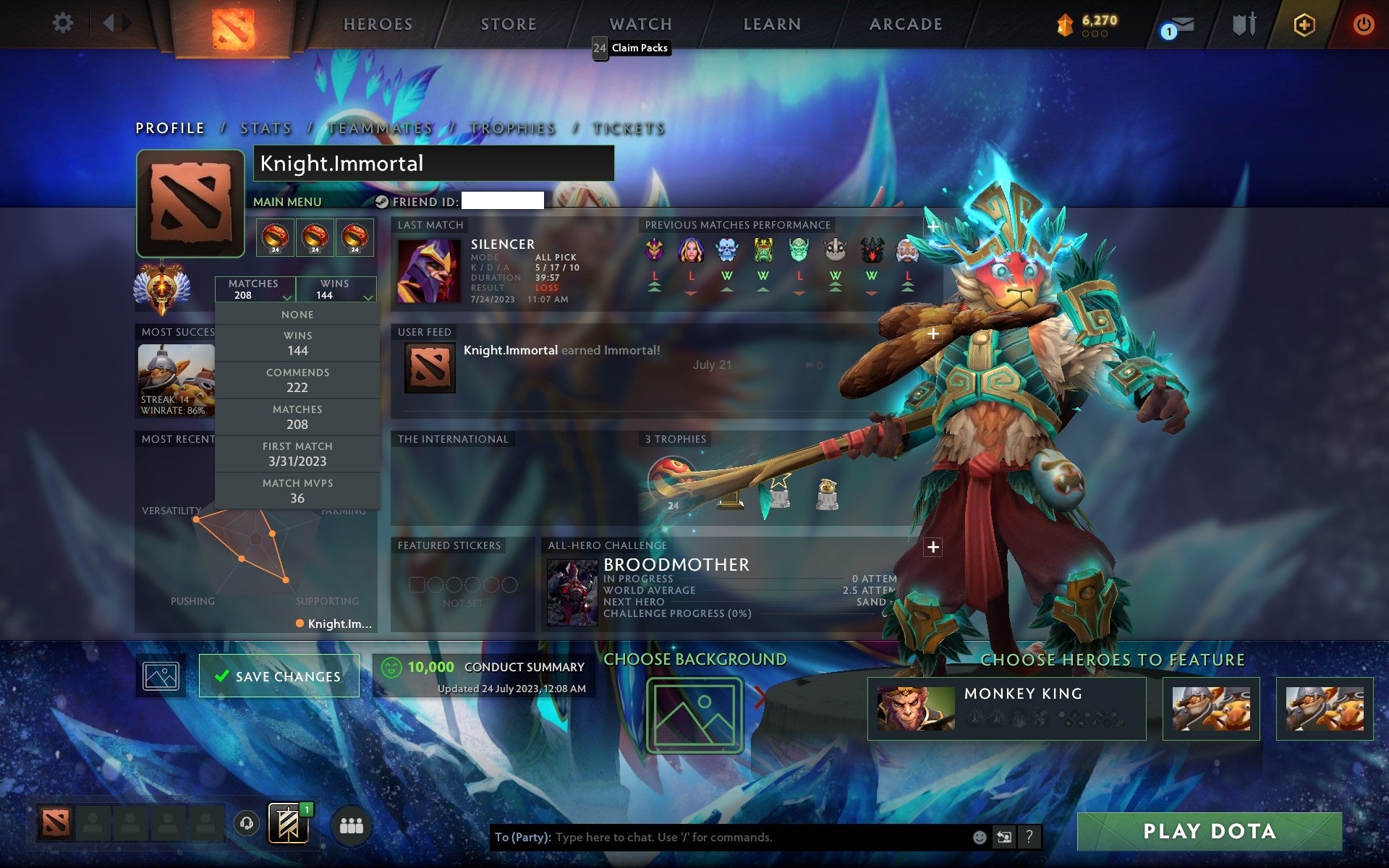 Immortal | MMR: 6740 - Behavior: 10000