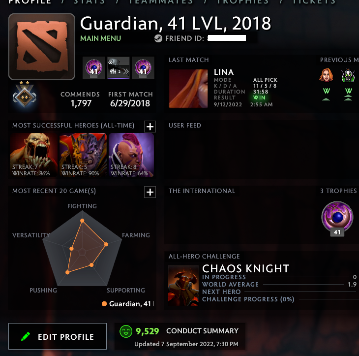 Gardien II | MMR : 1020 - Comportement : 9529