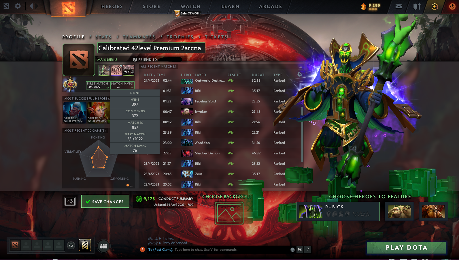 Legend I | MMR: 3122 - Behavior: 9175