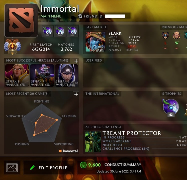 Immortal | MMR: 6760 - Behavior: 9600