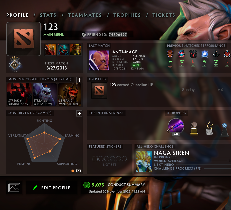 Gardien III | MMR : 1080 - Comportement : 9075