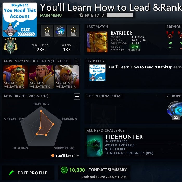 Archon V | MMR: 2980 - Behavior: 10000