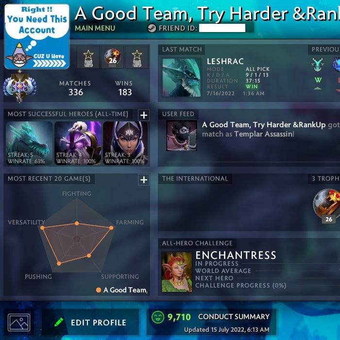 Ancient I | MMR: 3930 - Behavior: 9710