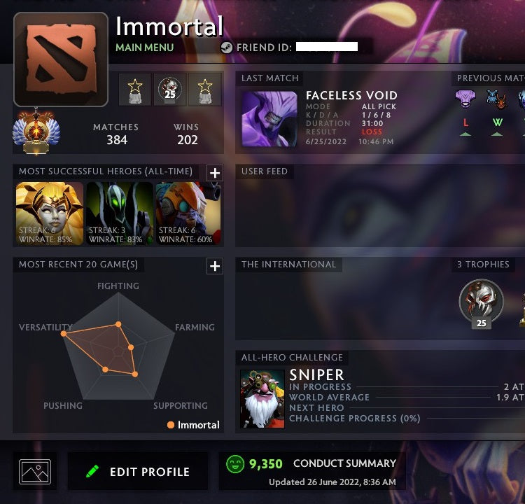 Immortel | MMR : 5690 - Comportement : 9350