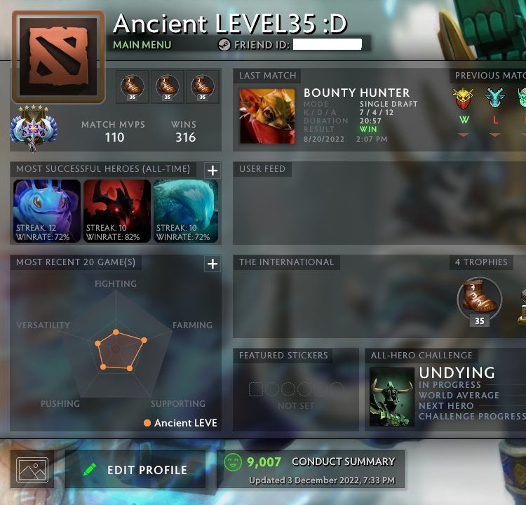 Ancient V | MMR: 4440 - Behavior: 9007