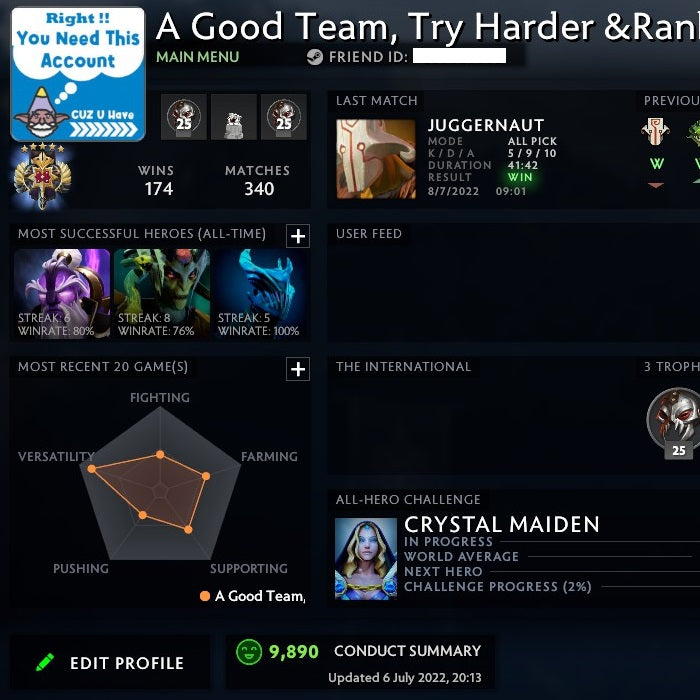 Légende V | MMR : 3720 - Comportement : 9890