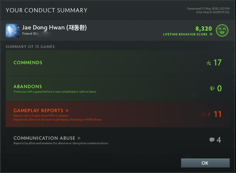 Légende I | MMR : 3060 - Comportement : 8320