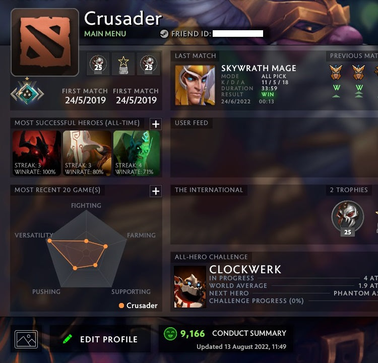 Crusader I | MMR: 1560 - Behavior: 9166