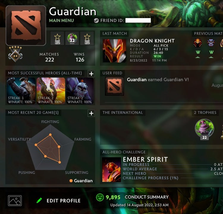 Gardien V | MMR : 1510 - Comportement : 9895