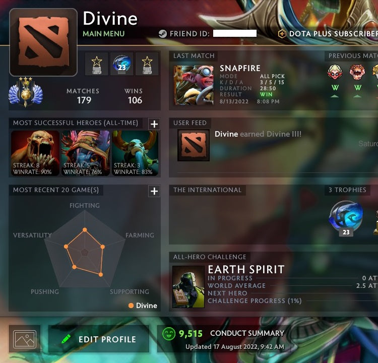 Divine III | MMR: 5070 - Behavior: 9515