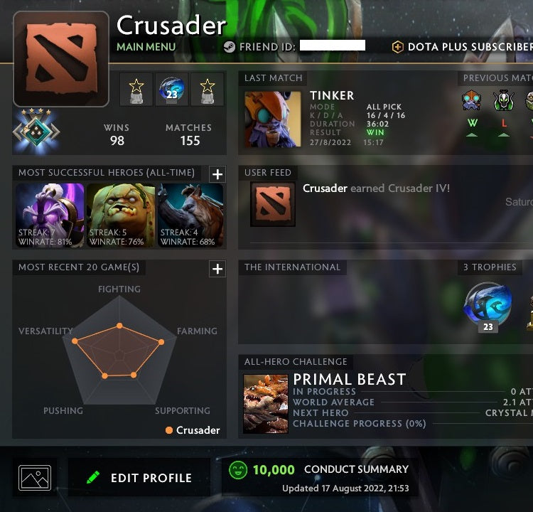 Crusader IV | MMR: 2150 - Behavior: 10000
