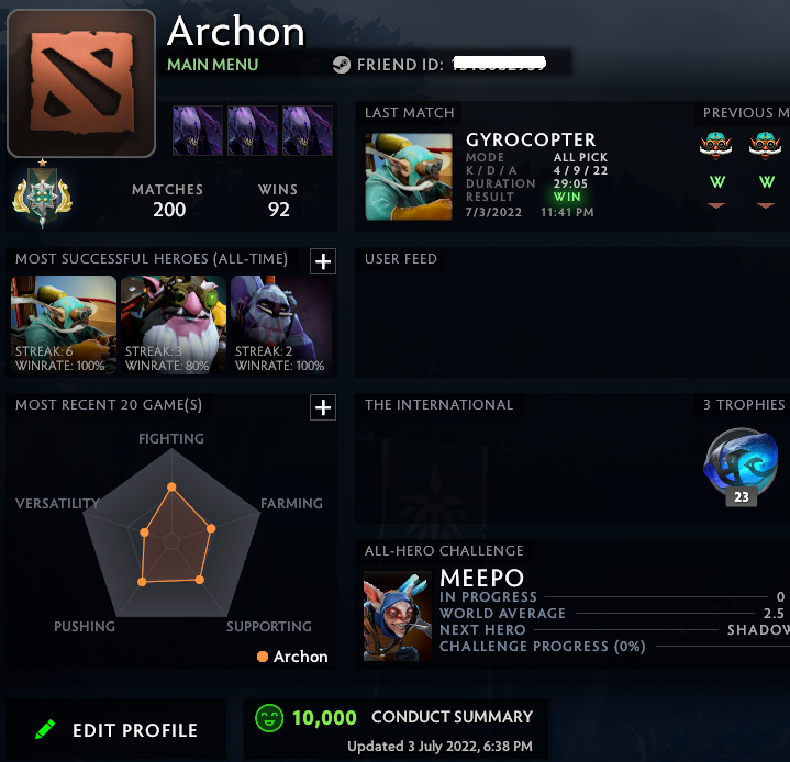 Archonte Ier | MMR : 2390 - Comportement : 10000