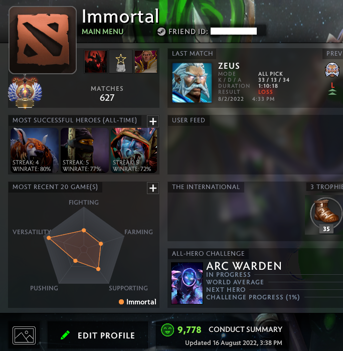 Immortal | MMR: 5580 - Behavior: 9778