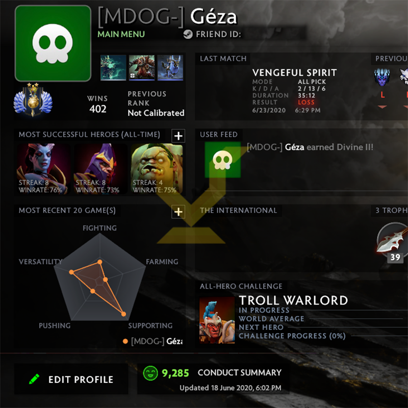 Divine II | MMR: 4760 - Behavior: 9285