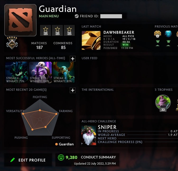 Gardien V | MMR : 1420 - Comportement : 9280