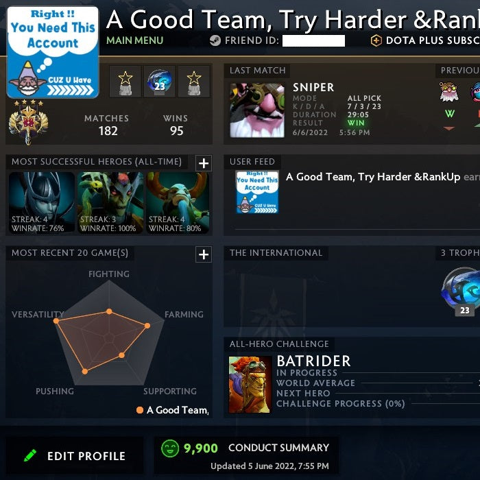 Legend IV | MMR: 3600 - Behavior: 9900