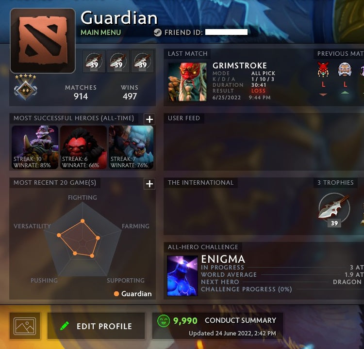 Gardien V | MMR : 1320 - Comportement : 9990