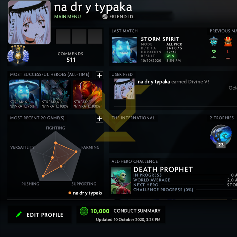 Divin V | MMR : 5460 - Comportement : 10000